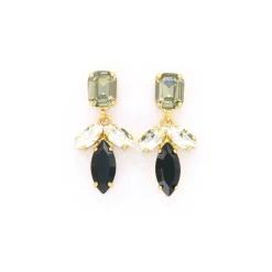 Angelo Moretti oorbellen Crystal Line Clear Black - 458