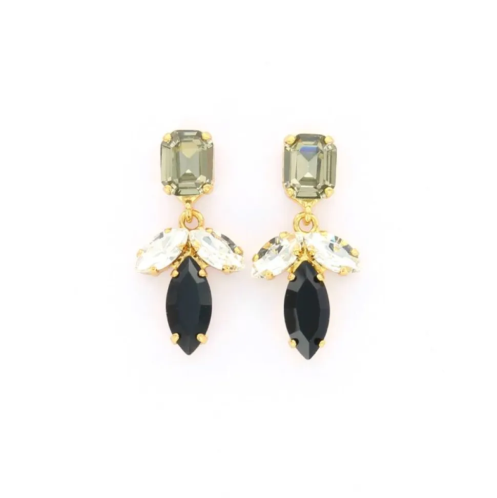 Angelo Moretti oorbellen Crystal Line Clear Black - 458