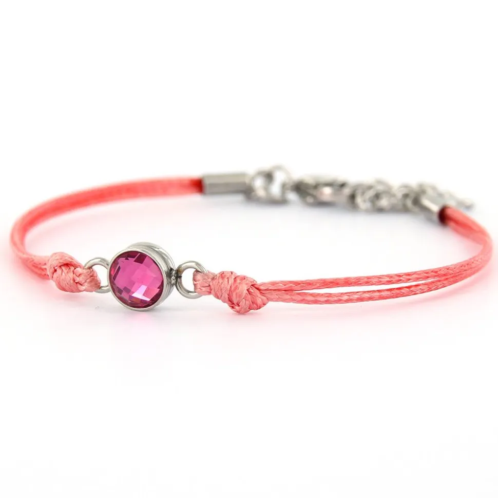 Armband Wax Cord Love & Crystal Pink