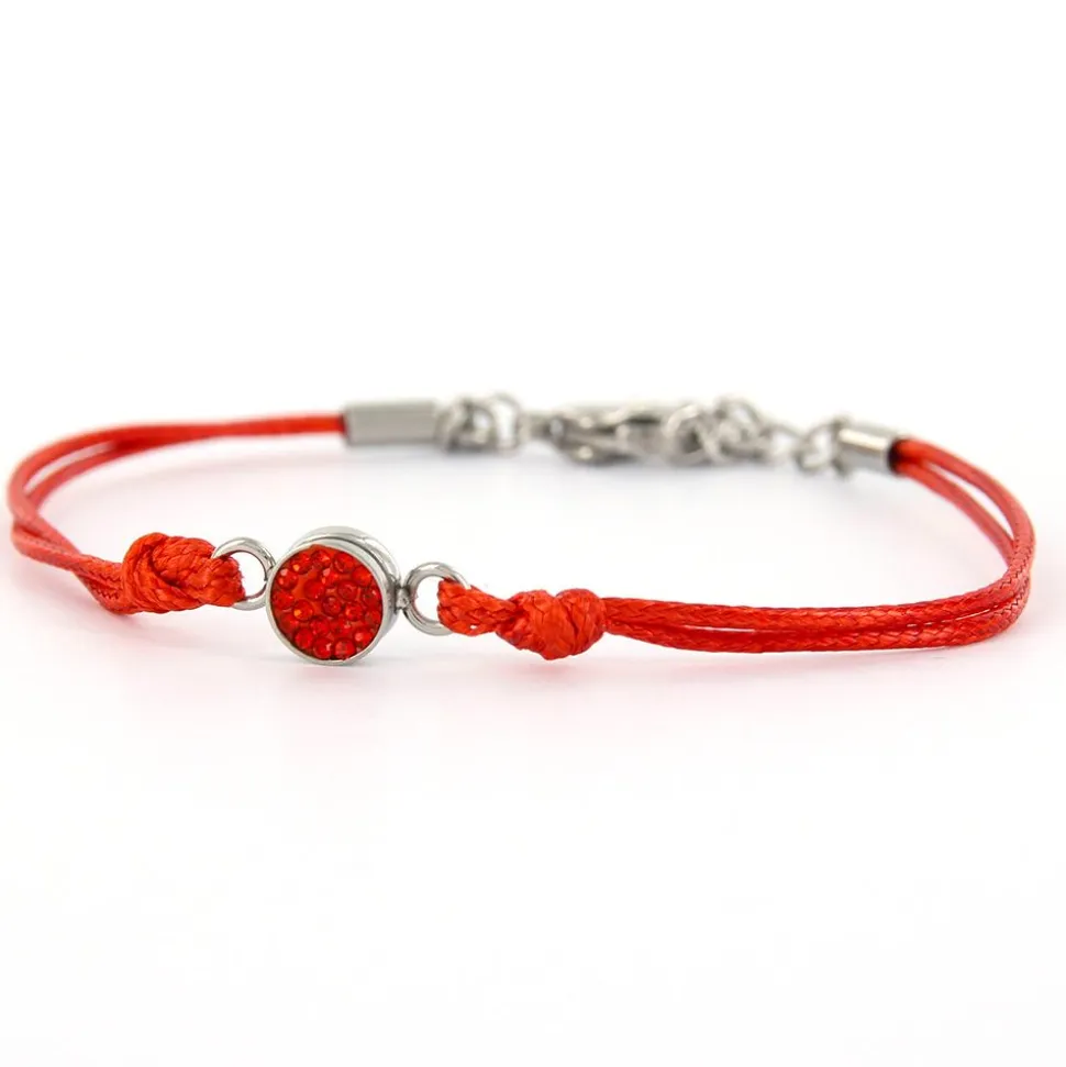 Armband Wax Cord Love & Crystal Red