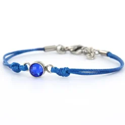 Armband Wax Cord Love & Crystal Blue