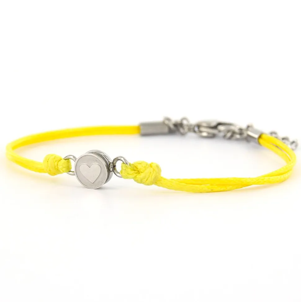 Armband Wax Cord Love & Drusy Yellow