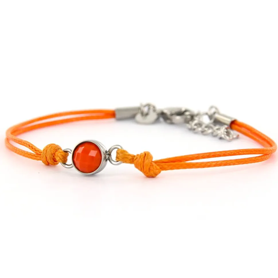 Armband Wax Cord Love & Facet Orange