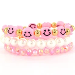 Biba Armbandenset Smiley Pink - 3-794