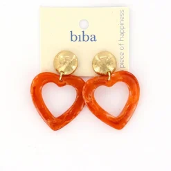 Biba oorbellen Heart Orange - 82821