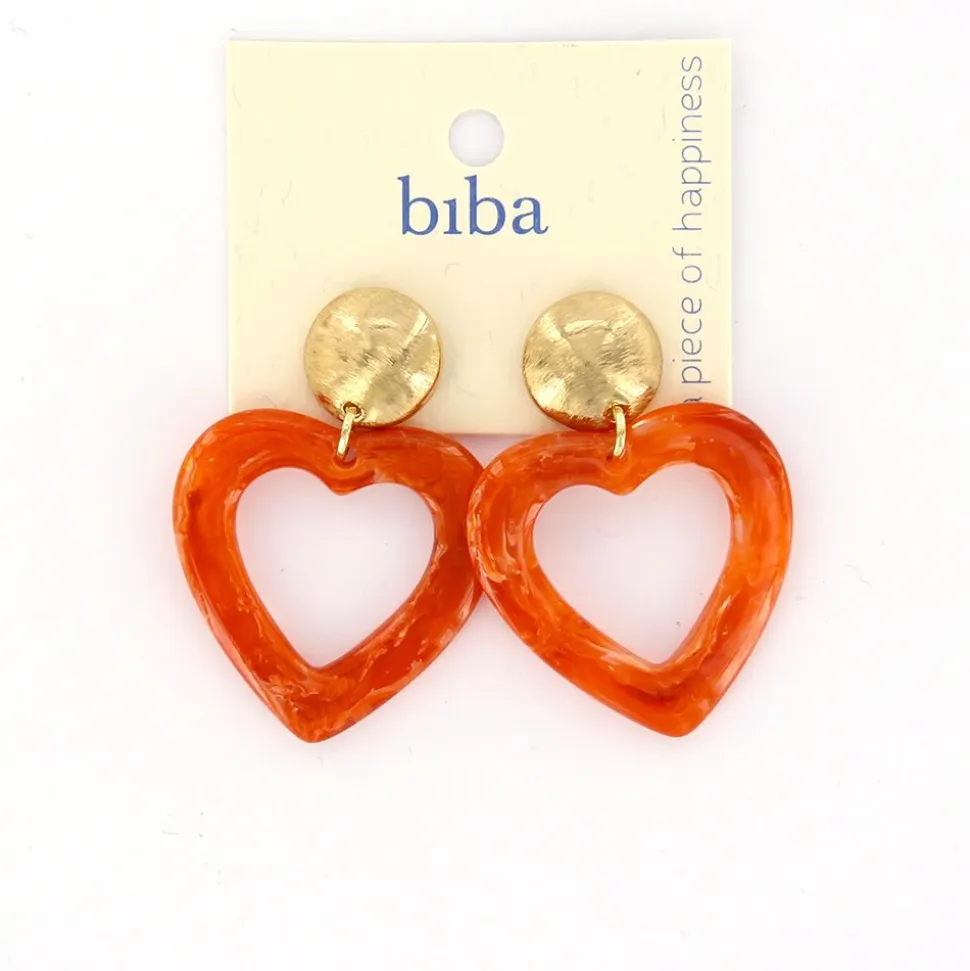 Biba oorbellen Heart Orange - 82821