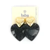 Biba oorbellen Shimmer Heart Black - 83583