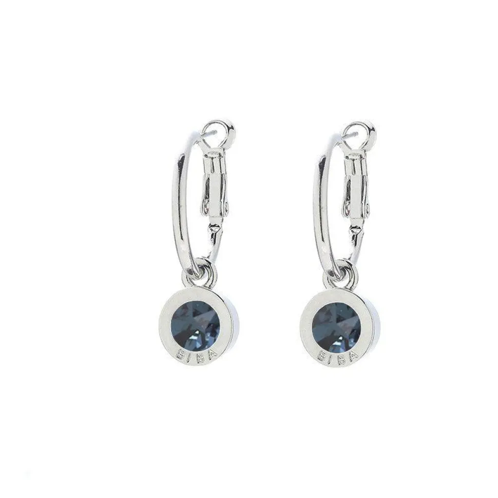 Biba Swarovski oorringen Denim Blue - 8107
