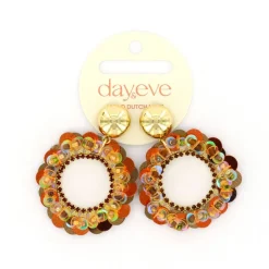 Day&Eve Sequin Circle oorbellen Orange - E4671