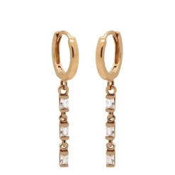 Hinged Hoops Triple Dangling Baguette - Rose