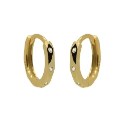 Hinged Hoops Zirconia Dots - Gold Color