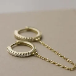 Hinged Hoops Zirconia Double In Chains (1piece)