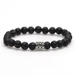 KARMA Armband - Black Rocks Silver Bead - 86305