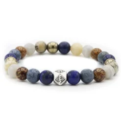 KARMA Armband Lapis Blue Silver Hexagon Bead - 86967