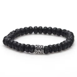 KARMA Armband - The Rock oval silver logo bead - 86462