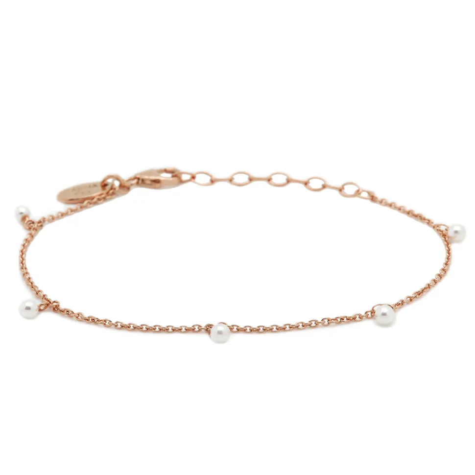 Karma Bracelet Hanging Pearls - Rose Plated