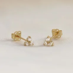Karma Earstuds Zirconia Triple Flower Milou - 14K Gold