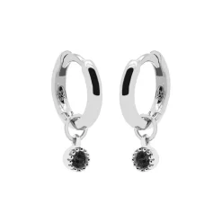 Karma Hinged Hoops Hanging Dotty Black Zirconia