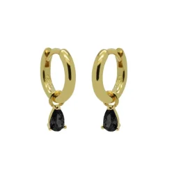 Karma Hinged Hoops Hanging Drop Black Zirconia
