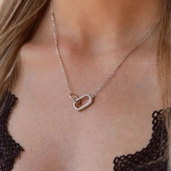 Karma Necklace Double Zirconia Oval - Silver