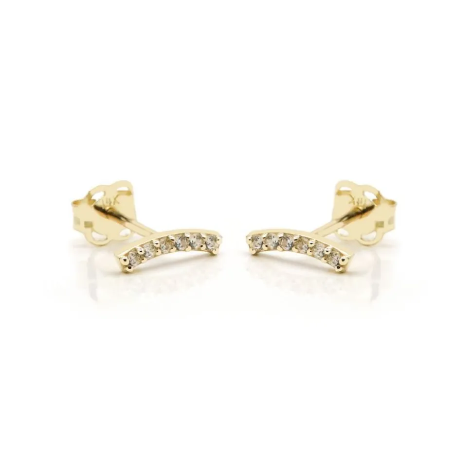 Karma Zirconia Earstuds Half - 14K Gold