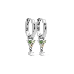 Karma Zirconia Hinged Hoops Flower Green