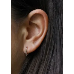 Plain Hinged Hoops Round Fushion Zirconia Square - Gold Color