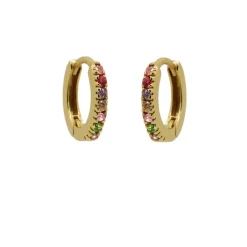Plain Hinged Hoops Round Fushion - Gold Color