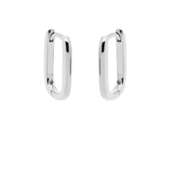 Plain Hinged Hoops Smooth Square - Silver