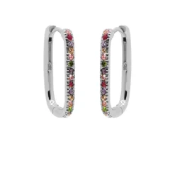 Plain Hinged Hoops Zirconia Fushion - Silver