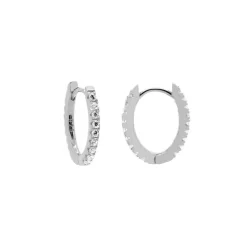 Plain Hoops Round Zirconia Oval - Silver