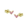 Symbols Zirconia Double Pink Leaves - Gold Color